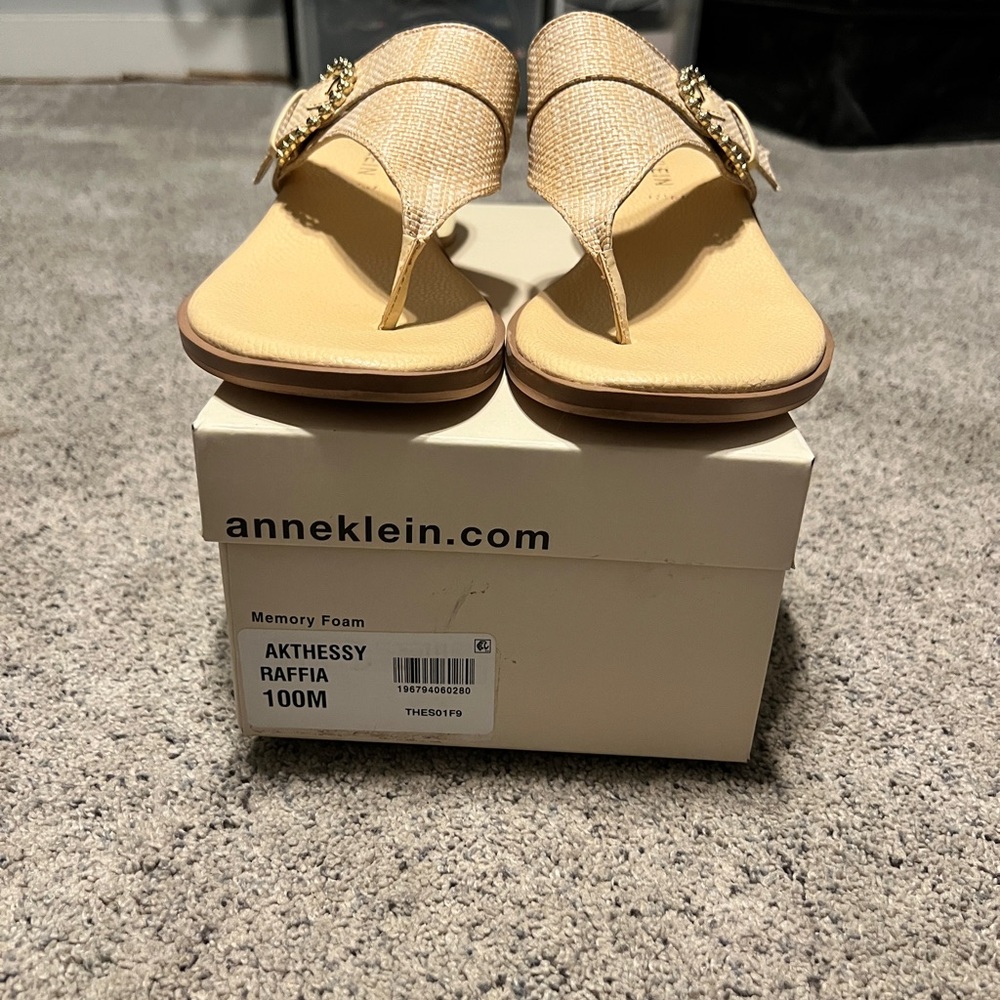 Anne Klein Beige Raffia Sandals